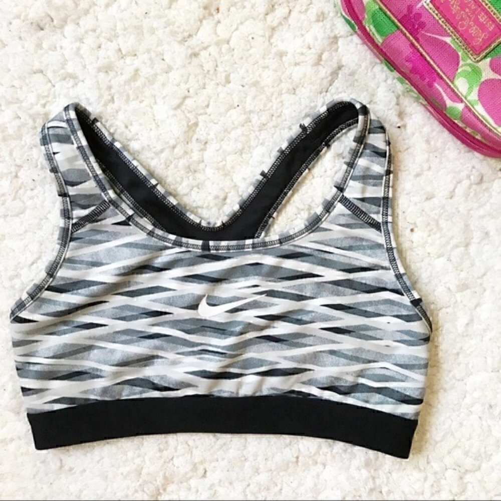 NIKE:DRIFIT NIKE Swoosh Black.Gray Sports Bra Sz S